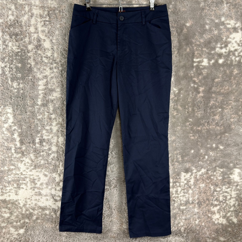 Lee Size 10 Wrinkle Free Flat Front Chino Work Casual Pants Navy Blue Women